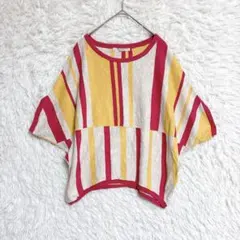 【PAR ICI】 コットンリネン ストライプ サマーニット ドルマン (F)のサムネイル