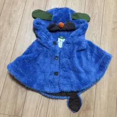 動物フード付き青色ポンチョ 80cm