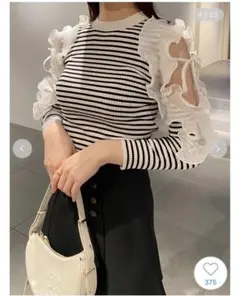 SNIDELフリルスリーブニットプルオーバーBLK/Fスナイデル新作