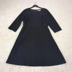 KUMIKYOKU レース切替ワンピース ネイビー 6 大きいサイズ