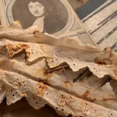 1点のみ☆ ジャンクジャーナル素材☆錆染めヴィンテージcottonレースＨ