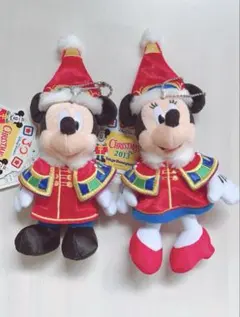 【ミッキー・ミニー】TDL30周年サンタヴィレッジ｜ぬいぐるみバッジ