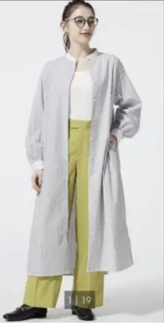 GUストライプ ロングシャツワンピース
