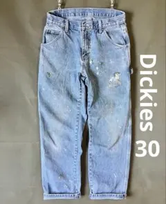 雰囲気抜群 くすみ汚れ×ペンキ W30 Dickies デニムペインターパンツ