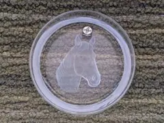 HOYAクリスタル灰皿B12、馬の顔 クリスタル皿 直径13.3cm、午の灰皿、