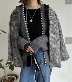 ツイード ノーカラージャケット