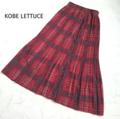 神戸レタス ロングスカート チェック柄 レッド系 プリーツ ウエストゴム マキシのサムネイル