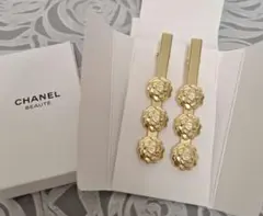 CHANEL カメリア ヘアピン 2本セット ゴールド ノベルティ
