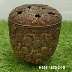 香炉 宏采作 菊華　本場高岡　伝統工芸 Yahoo!オークション -「香炉 宏采」(金属工芸) (工芸品)の落札