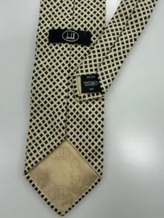 チェック柄 ネクタイ 100%シルク ベージュ/ブラック