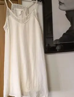 アイボリー レーストリム キャミワンピース