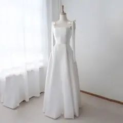 新品 L ウエディングドレス 前撮り 街撮り 結婚式 二次会 Aライン 白 上品