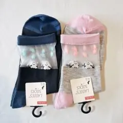 シマエナガ 涼しくオシャレ シースルー ソックス ショートクルー丈 2足セット