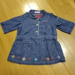 ミキハウス デニム風ワンピース 95cm　長袖　スカート