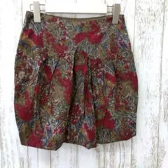 【COMPTOIR DES COTONNIERS】シルク混　ひざ丈スカート　花柄のサムネイル