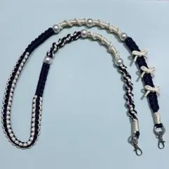 パラコード　スマホショルダーストラップ【ネイビー×アイボリー】（120cm）