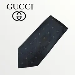 GUCCI シルク ネクタイ GGロゴ グレー