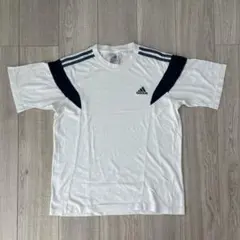 【00s y2k】adidas ホワイト ストライプ Tシャツ　Lサイズ