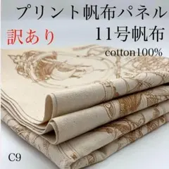 C9　0903-58　プリント帆布パネル　0.9ｍ　11号帆布　生地　綿　訳あり