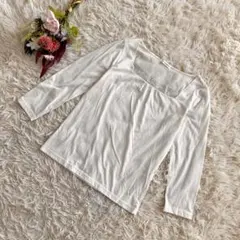 『a.v.v』アーヴェヴェ 七分袖Tシャツ カットソー スクエアネック レース