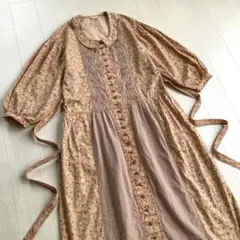 ピンクハウス 花柄 チェック柄 パッチワーク 7分袖 ワンピース