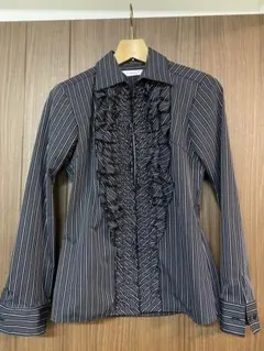 JETSETTER ストライプ フリル長袖シャツ