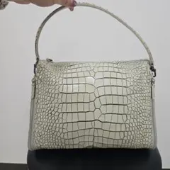 アイボリー クロコダイル風 ショルダーバッグ