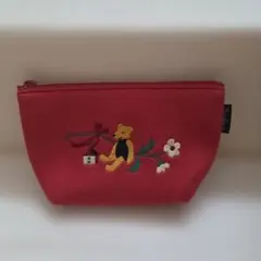 fairharte ポーチ レッド くま 刺繍