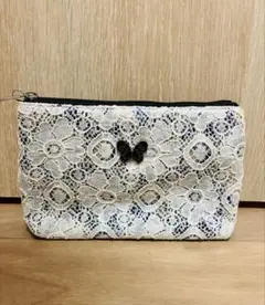 【新品未使用】ANNA SUI ポーチ 蝶モチーフ レース　鏡付のサムネイル