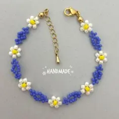 ハンドメイド　ビーズ　ブレスレット　花　フラワー　韓国