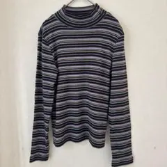 SIMPLE LIFE ストライプ タートルネックセーター 長袖