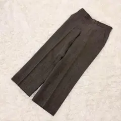 ツイードスラックス ワイドパンツ センタープレス ストレートパンツ ナチュラル