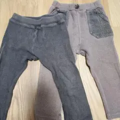 petit main 2本セット　リブ素材 ボトムス グレー ブラウン