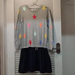 ✮GAP KIDS・150cm 星柄ニット×布帛スカートワンピース✮
