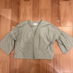 GLOBAL WORK 袖フリル　ライトブルゾン M カーキ　春服