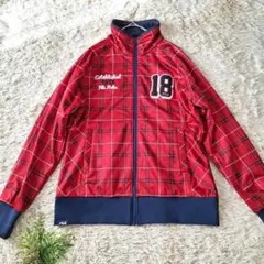 【美品】フィラゴルフ チェック柄 ゴルフジャケット ブルゾン レッド L