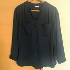 earth music&ecology 長袖ブラウス ネイビー