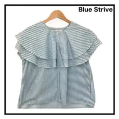 Blue Strive　Tシャツ　カットソー　ストライプ柄　ブルー　ノースリーブ