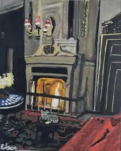原画　「By the fireplace」　アクリル画　オリジナル作品