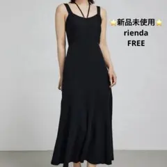 新品未使用　rienda ブラック キャミワンピース ロング丈　FREE