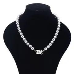 韓国 大人気 50cm パール ネックレス ストリート シルバー チェーン