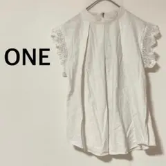 ハイネックノースリーブレースブラウス 【ONE】後ろジップ コットン100%