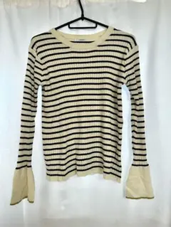 discord ストライプ リブ編み 長袖セーター