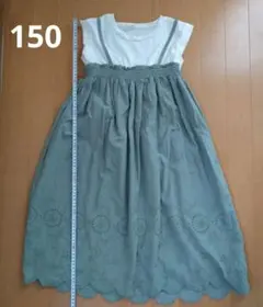 ノースリーブ ワンピース 150cm　カーキ　くすみグリーンのサムネイル
