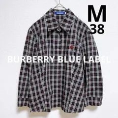 美品　バーバリー　ブルーレベル　チェック柄シャツ ノバチェック　ホース刺繍のサムネイル