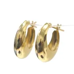 新品 18金 月甲フープピアス 5×14mm 縦長 ボリュームYG 刻印入り