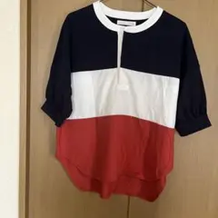 ブロックカラー 半袖Tシャツ ネイビー・ホワイト・レッド