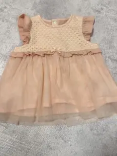 bebe ベージュ レースチュールワンピース　70〜90cm