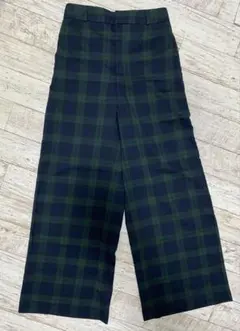 【GU】 チェック柄 ワイドパンツ Sサイズ