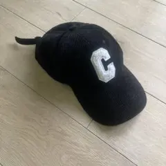 コーデュロイ ブラック ベースボールキャップ C刺繍